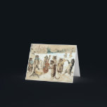 Vintage Christmas, Carol Singing Cats Holiday Card<br><div class="desc">Awesome carol singing cats,  watercolor art by Louis William Wain,  retro design. Personalise with your own text and name. Retro style pattern featuring cats on a snowy background.</div>