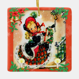 Vintage Christmas Caroler Ceramic Ornament