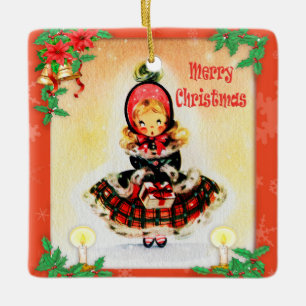 Vintage Christmas Caroler Ceramic Ornament