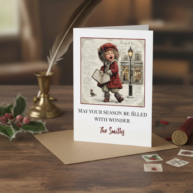 Vintage Christmas Caroler Holiday Card (Creator Uploaded)