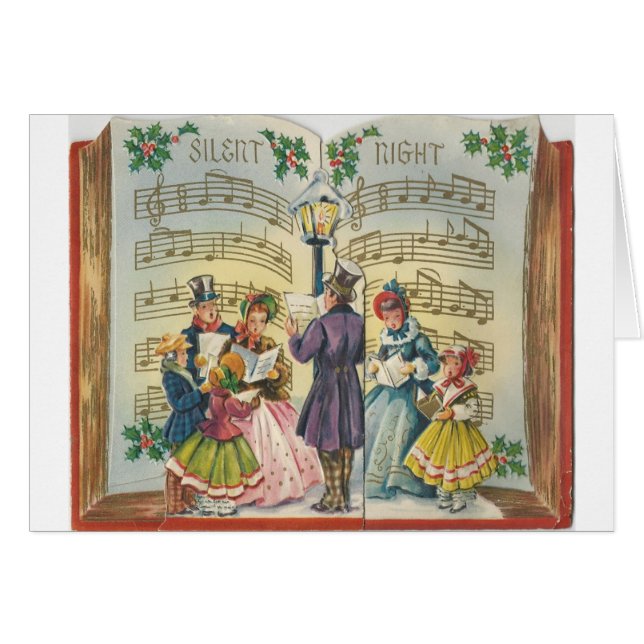 Vintage Christmas Carolers Card (Front Horizontal)