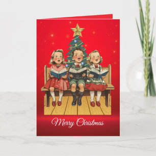 Vintage Christmas Carolers Holiday card