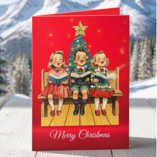 Vintage Christmas Carolers Holiday card