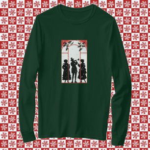 Vintage Christmas Carolers Silhouette Illustration T-Shirt