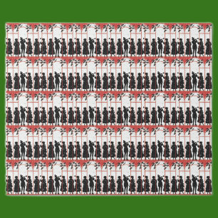 Vintage Christmas Carolers Silhouette Illustration Wrapping Paper