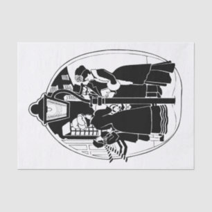 Vintage Christmas Carolers Singing Black White Tissue Paper