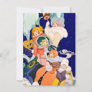 Vintage Christmas Carolers Under the Stars  Card