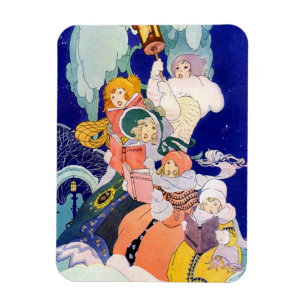 Vintage Christmas Carolers Under the Stars Magnet