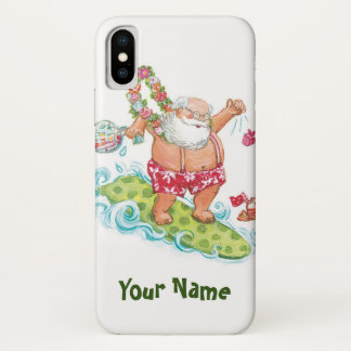 Vintage Christmas Cartoon Surfing Santa Claus Case-Mate iPhone Case
