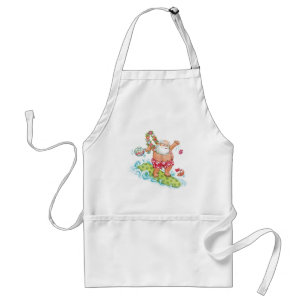 Vintage Christmas Cartoon Surfing Santa Claus Standard Apron