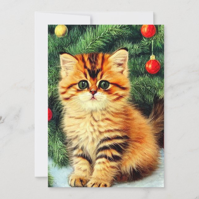 Vintage Christmas Cat Announcement (Front)