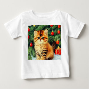 Vintage Christmas Cat Baby T-Shirt
