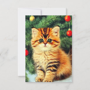 Vintage Christmas Cat Card