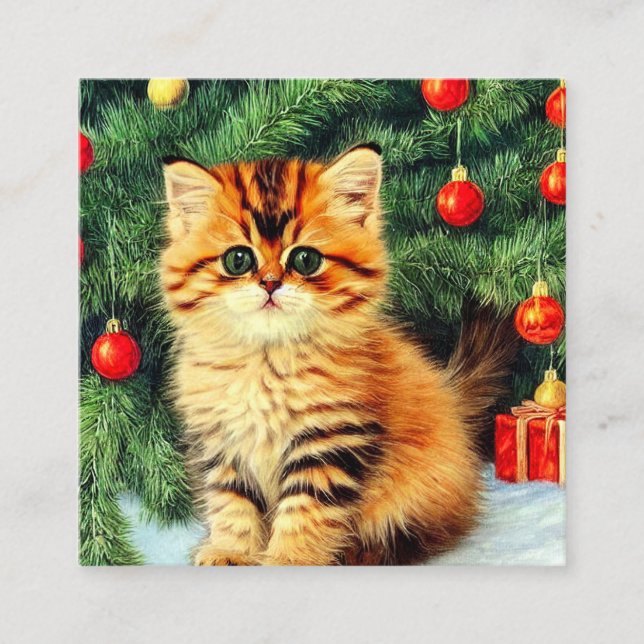 Vintage Christmas Cat Enclosure Card (Front)