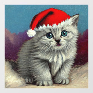 Vintage Christmas Cat in Santa Hat