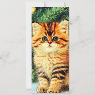 Vintage Christmas Cat Invitation