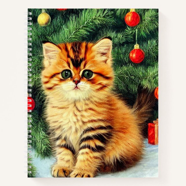 Vintage Christmas Cat Notebook (Front)