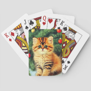 Vintage Christmas Cat Playing Cards