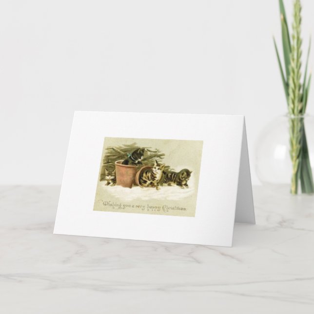 Vintage Christmas Cats Greeting Card (Front)