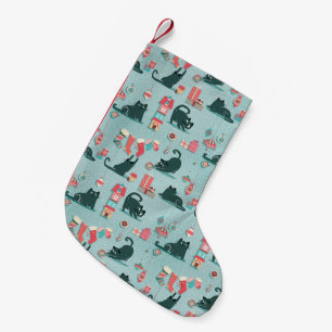 Vintage Christmas cats Small Christmas Stocking
