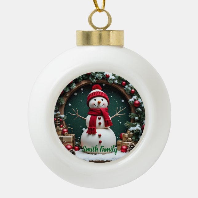 Vintage Christmas - Ceramic Ball Ornament (Front)