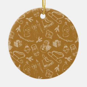 vintage christmas chalk toys hand drawn ceramic tree decoration