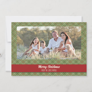Vintage Christmas Check Pattern Photo Card