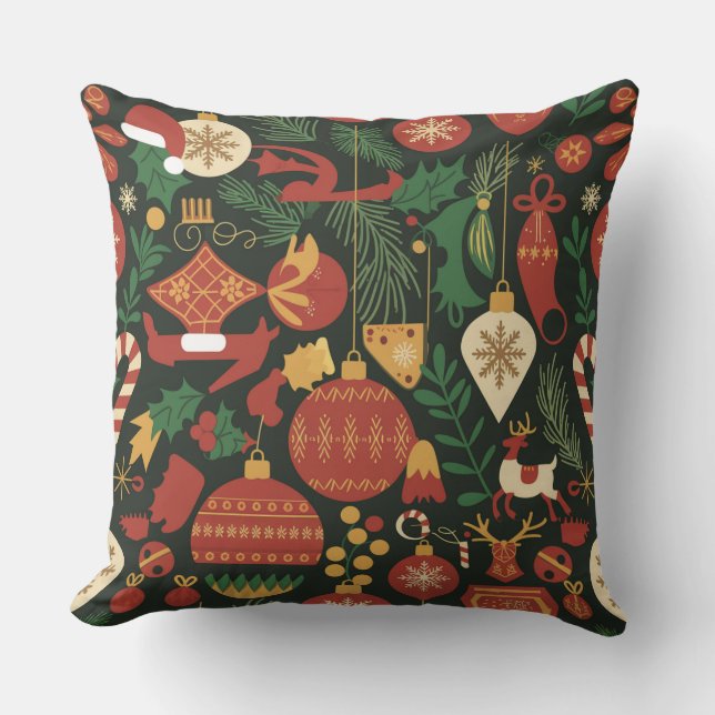 Vintage Christmas Cheer Pattern  Cushion (Front)