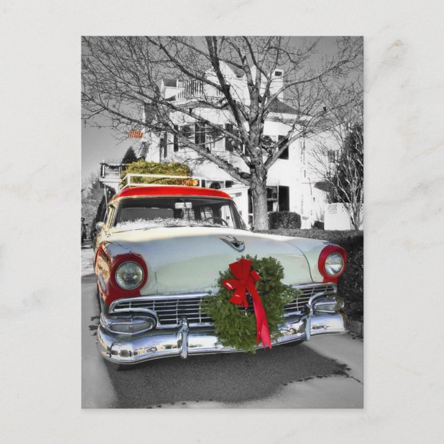 Vintage Christmas Chevy Holiday Postcard (Front)