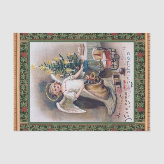 Vintage Christmas Child Angel and Toys Tissue Paper (Front)