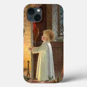 Vintage Christmas, Child Warming by the Fireplace iPhone 13 Case