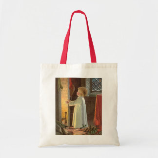Vintage Christmas, Child Warming by the Fireplace Tote Bag