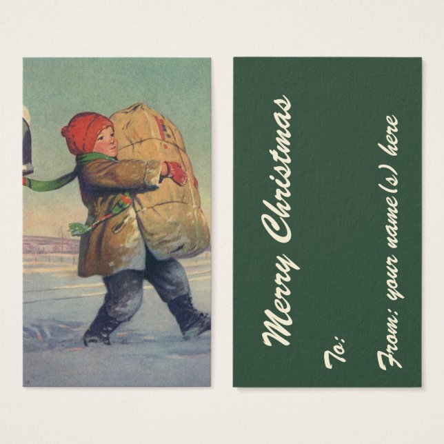 Vintage Christmas, Child with Large Package (Front & Back)