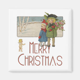 Vintage Christmas Children and Cherub Magnet