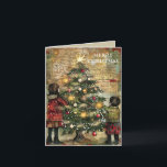 Vintage Christmas Children Decorating Tree Holiday Card<br><div class="desc">Vintage Christmas folded greeting card with the painting of two children decorating a Christmas tree. Text says, "Merry Christmas" but is customisable for your own greeting. Personalised on the inside with your message and name. Contact me for assistance with your customisation or to request additional matching or coordinating Zazzle products....</div>