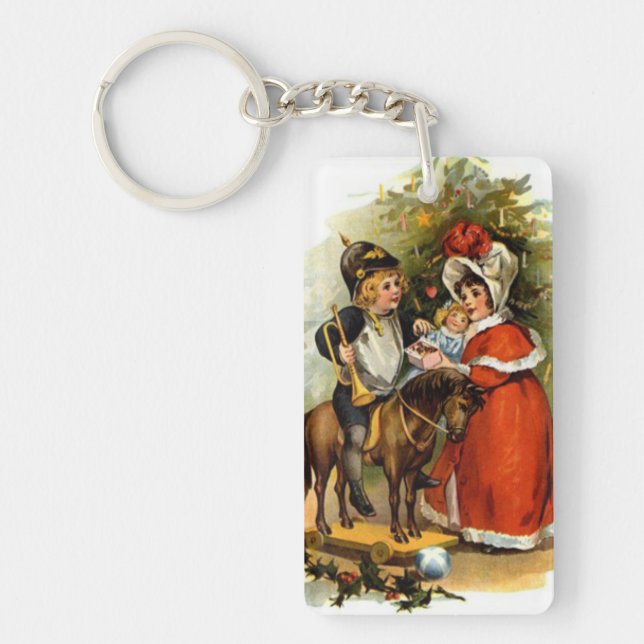 Vintage Christmas Children Key Ring (Front)