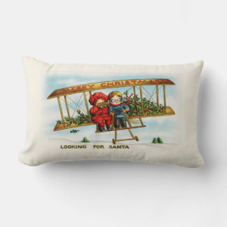 Vintage Christmas Children Looking For Santa Lumbar Cushion