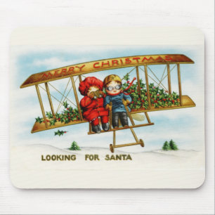 Vintage Christmas Children Looking For Santa Mouse Pad