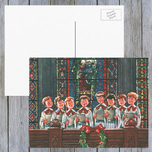 Vintage Christmas Children Singing Choir in Church Holiday Postcard