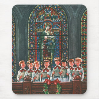 Vintage Christmas Children Singing Choir in Church Mouse Pad