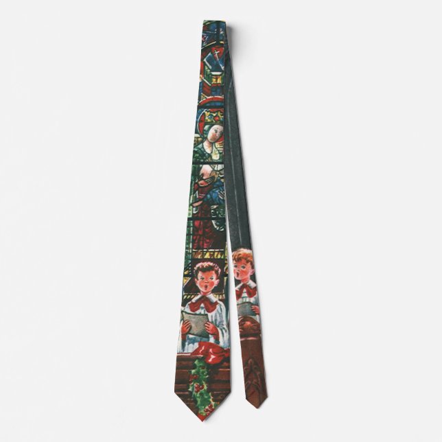 Vintage Christmas Children Singing Choir in Church Tie (Front)