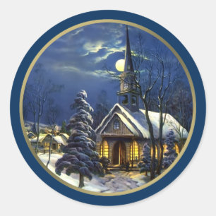 Vintage Christmas Church . Christmas Gift Stickers