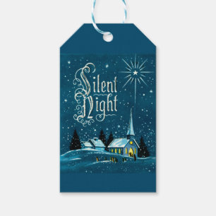Vintage Christmas Church Snow Silent Night Gift Tags