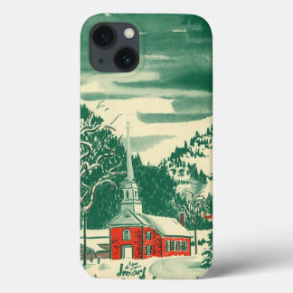 Vintage Christmas Church, Snowscape in Winter iPhone 13 Case