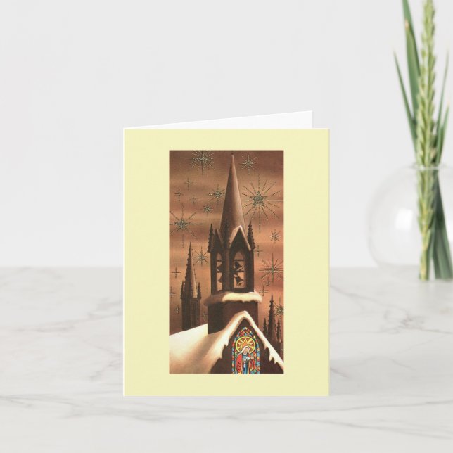 Vintage Christmas Church Steeple Card (Front)