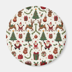 Vintage Christmas Circle Magnet