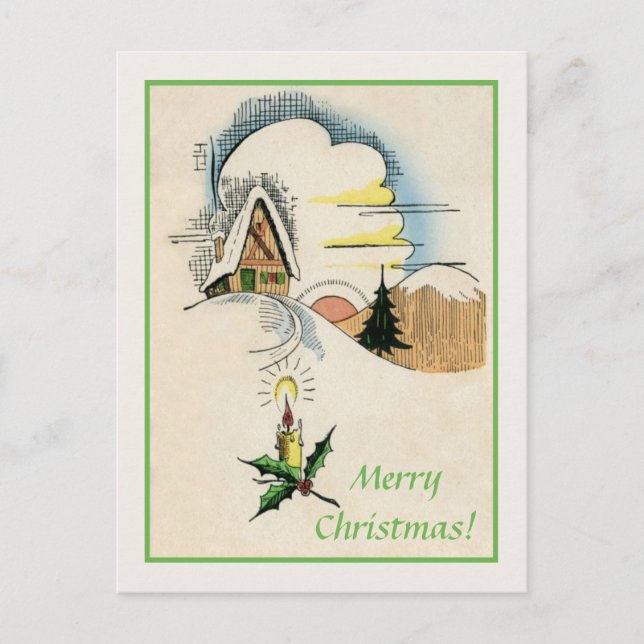 Vintage Christmas classic drawing Holiday Postcard (Front)