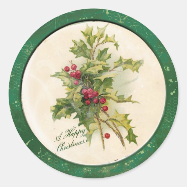 Vintage Christmas Classic Round Sticker (Front)