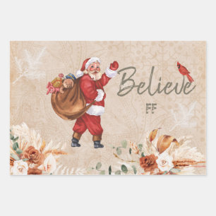 Vintage Christmas Collage Decoupage Wrapping Paper Sheet