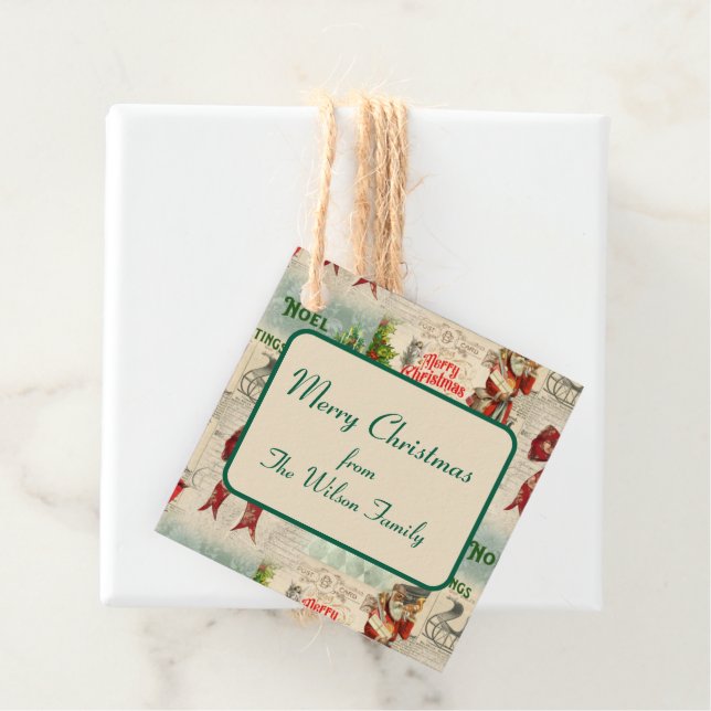 Vintage Christmas Collage Favour Tags (In Situ)